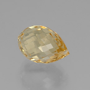 8.86 ct Golden Citrine Stone, Natural Citrine in Briolette with Hole Shape for Sale
