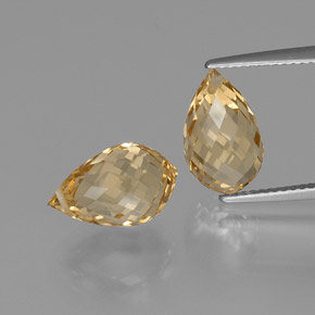 Light Golden Citrine Gem - 4.2ct Briolette with Hole (ID: 366854)