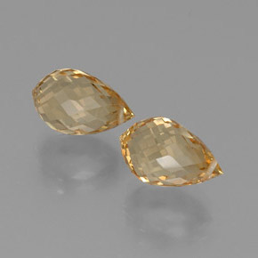 8.48 ctw Golden Citrine Stones, Natural Citrine in Briolette with Hole Shape for Sale