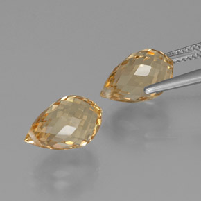 Citrine Gemstones in 12.7 x 7.7 mm Size for Sale, Citrine Stones in Light Golden Color