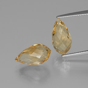 Golden Orange Citrine Gem - 4.1ct Briolette with Hole (ID: 366932)