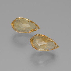 8.24 ctw Golden Citrine Stones, Natural Citrine in Briolette with Hole Shape for Sale