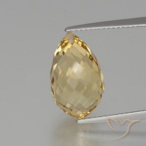 Citrine Doré briolette with hole du Brésil, 15,3x9,5 mm, poids de 8 ct, pierre gemme naturelle Non traité de pureté vvs-vs, 1 pièce de citrine, couleur Doré léger, dureté Mohs de 7 convient aux bijoux de tous les jours, pierre de sagesse, Pierre du marchand, Photo A