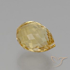 7.78 ct Golden Citrine Stone, Natural Citrine in Briolette with Hole Shape for Sale