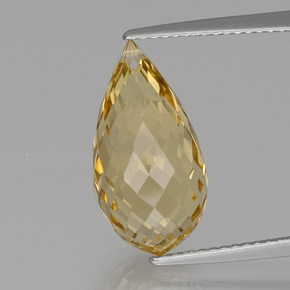 7.24 ct Golden Citrine Gemstone, Citrine Gem in Briolette with Hole Shape for Sale.