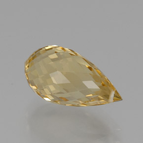 7.24 ct Golden Citrine Stone, Natural Citrine in Briolette with Hole Shape for Sale