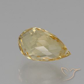 7.77 ct Golden Citrine Stone, Natural Citrine in Briolette with Hole Shape for Sale