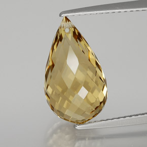 6.52 ct Golden Citrine Gemstone, Citrine Gem in Briolette with Hole Shape for Sale.