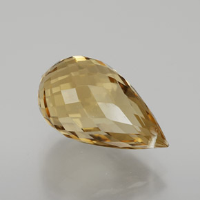 6.52 ct Golden Citrine Stone, Natural Citrine in Briolette with Hole Shape for Sale