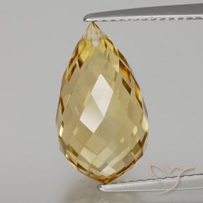 6.85ct Natural Golden Orange Citrine, Briolette, VVS-VS