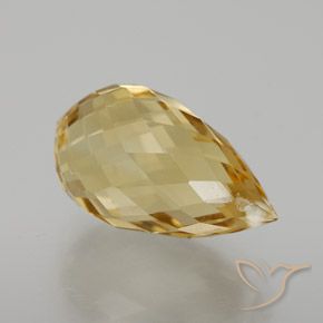 6.85 ct Golden Citrine Stone, Natural Citrine in Briolette with Hole Shape for Sale