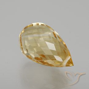 6.56 ct Golden Citrine Stone, Natural Citrine in Briolette with Hole Shape for Sale