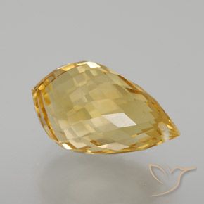 6.82 ct Golden Citrine Stone, Natural Citrine in Briolette with Hole Shape for Sale