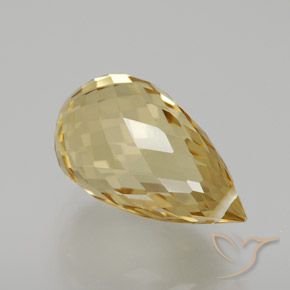 6.91 ct Golden Citrine Stone, Natural Citrine in Briolette with Hole Shape for Sale