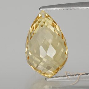6.70ct Natural Light Golden Citrine, Briolette, VVS