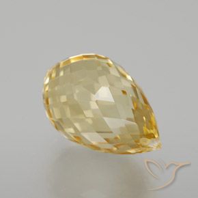 6.70 ct Golden Citrine Stone, Natural Citrine in Briolette with Hole Shape for Sale