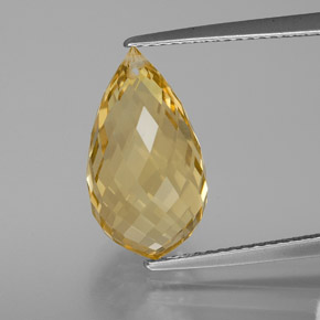 Dorado claro medio Citrina Gema - 7ct Corte Briolette con Agujero (ID: 367153)