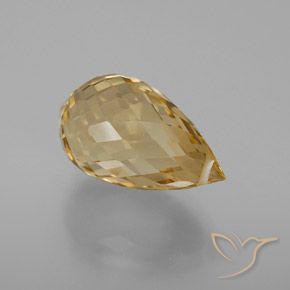 7.33 ct Golden Citrine Stone, Natural Citrine in Briolette with Hole Shape for Sale