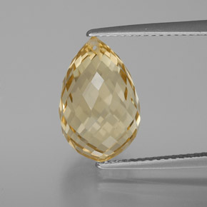 Dorado claro Citrina Gema - 7.3ct Corte Briolette con Agujero (ID: 367158)
