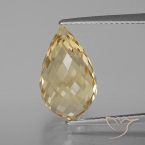 7.12ct Natural Light Golden Citrine, Briolette, VVS-VS