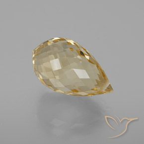 7.12 ct Golden Citrine Stone, Natural Citrine in Briolette with Hole Shape for Sale