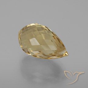 7.16 ct Golden Citrine Stone, Natural Citrine in Briolette with Hole Shape for Sale