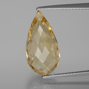 gold-orange Citrin Edelstein - 7.1ct Briolette mit Loch (ID: 367161)