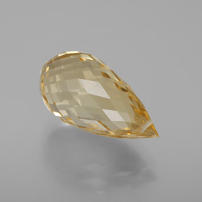 7.09 ct Golden Citrine Stone, Natural Citrine in Briolette with Hole Shape for Sale