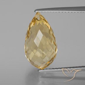 7.35ct Natural Light Golden Citrine, Briolette, VVS