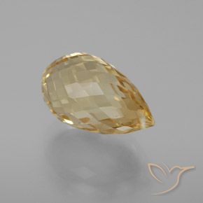 7.35 ct Golden Citrine Stone, Natural Citrine in Briolette with Hole Shape for Sale