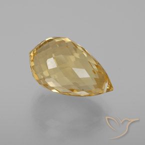 7.50 ct Golden Citrine Stone, Natural Citrine in Briolette with Hole Shape for Sale