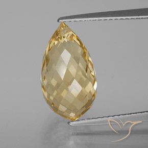 7.30ct Natural Light Golden Citrine, Briolette, VVS-VS