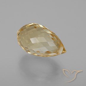7.30 ct Golden Citrine Stone, Natural Citrine in Briolette with Hole Shape for Sale