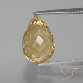 7.39ct Natural Golden Orange Citrine, Briolette, VVS-VS