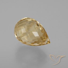 7.39 ct Golden Citrine Stone, Natural Citrine in Briolette with Hole Shape for Sale