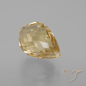 7.20 ct Golden Citrine Stone, Natural Citrine in Briolette with Hole Shape for Sale