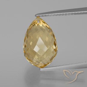 7.40ct Natural Light Golden Citrine, Briolette, VVS-VS