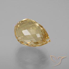 7.40 ct Golden Citrine Stone, Natural Citrine in Briolette with Hole Shape for Sale