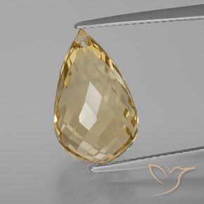 8.24ct Natural Light Golden Citrine, Briolette, VVS-VS