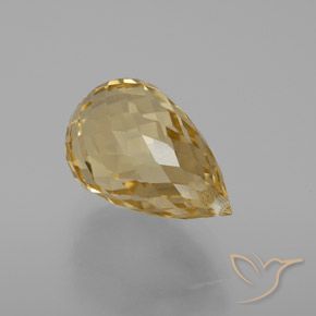 8.24 ct Golden Citrine Stone, Natural Citrine in Briolette with Hole Shape for Sale