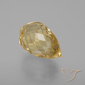 7.56 ct Golden Citrine Stone, Natural Citrine in Briolette with Hole Shape for Sale