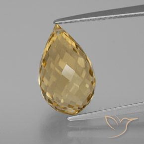 7.33ct Natural Golden Orange Citrine, Briolette, VVS-VS