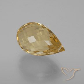 7.33 ct Golden Citrine Stone, Natural Citrine in Briolette with Hole Shape for Sale