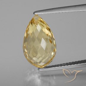 7.17ct Natural Light Golden Citrine, Briolette, VVS