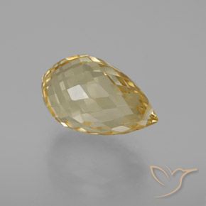 7.17 ct Golden Citrine Stone, Natural Citrine in Briolette with Hole Shape for Sale