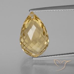 7.28ct Natural Light Golden Citrine, Briolette, VVS-VS