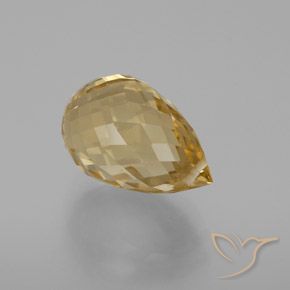 7.28 ct Golden Citrine Stone, Natural Citrine in Briolette with Hole Shape for Sale