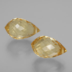 7.77 ctw Golden Citrine Stones, Natural Citrine in Briolette with Hole Shape for Sale