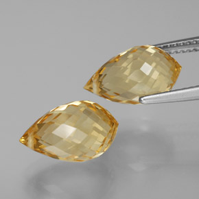 Citrine Gemstones in 12.7 x 7.5 mm Size for Sale, Citrine Stones in Light Brownish Golden Color