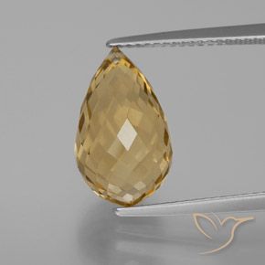 6.28ct Natural Golden Orange Citrine, Briolette, VVS